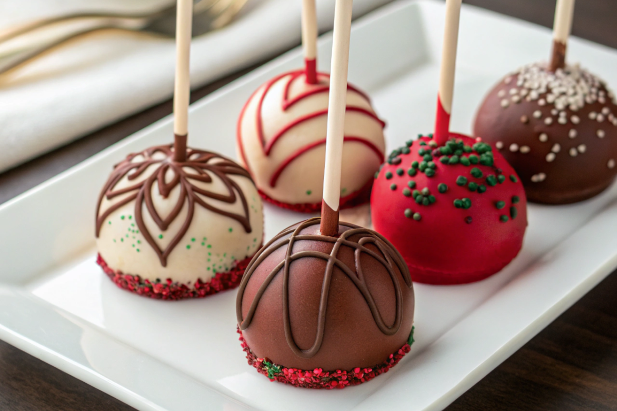 Starbucks cake pops on display with a variety of colors and sprinkles.