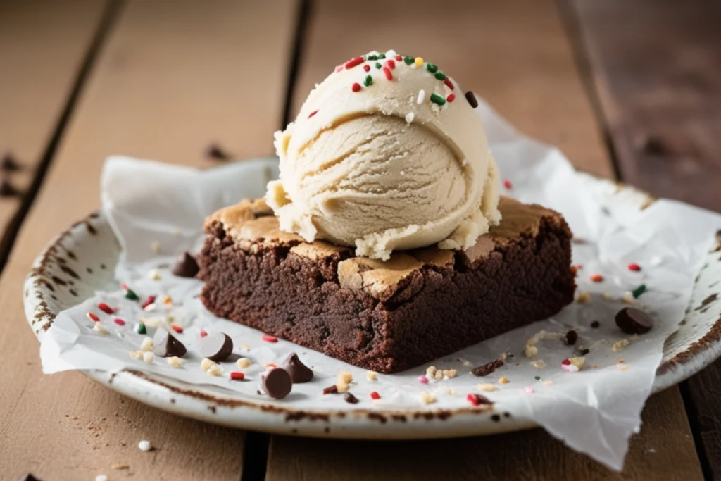 Cookie dough brownies with layers of creamy cookie dough and fudgy brownies.