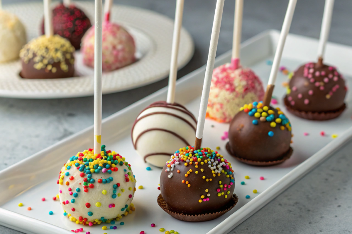 Starbucks cake pop with pink frosting on a stick