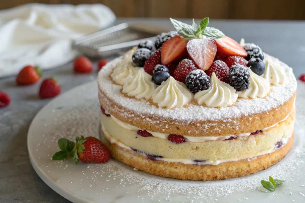 Chantilly cake with fresh berries