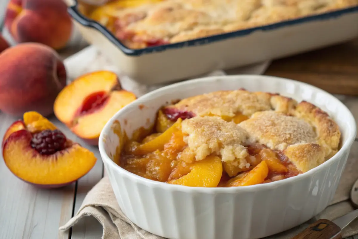 Delicious peach cobbler recipe with cake mix