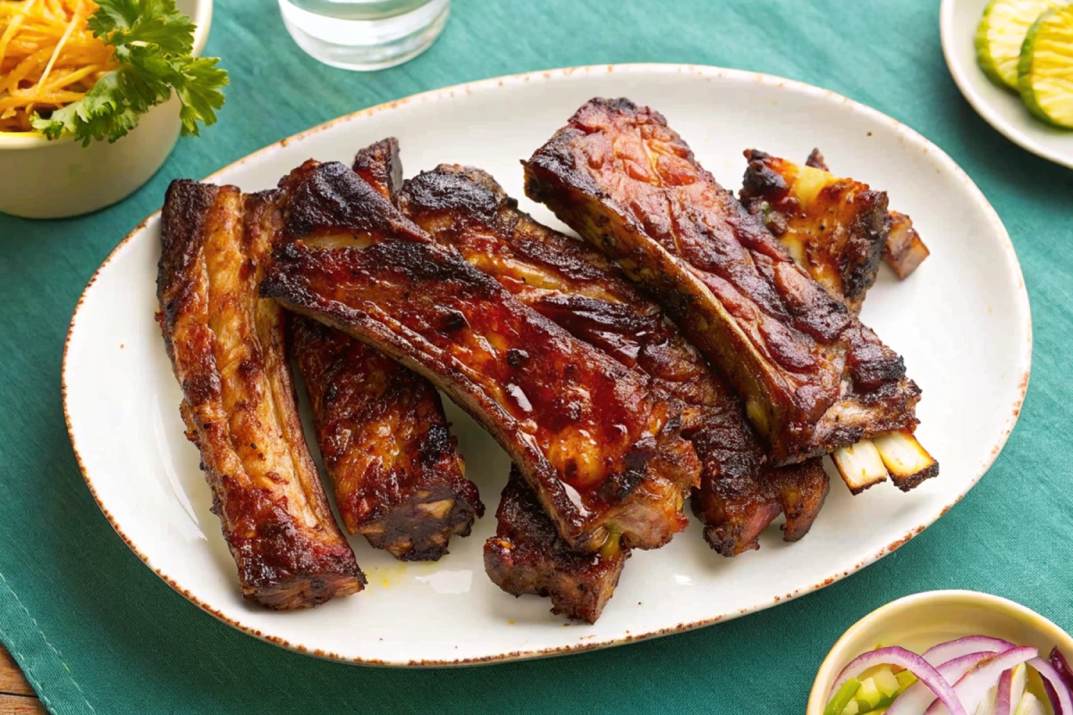 Naturally delicious beef back ribs on a grill.